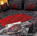 4Pc 3D Red Rose Bedsheet Set Crystal Cotton – Black