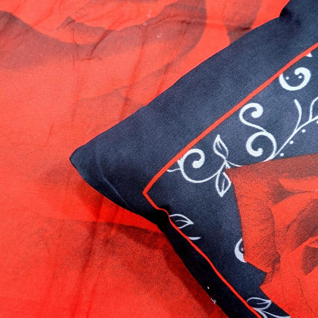 4Pc 3D Red Rose Bedsheet Set Crystal Cotton – Black