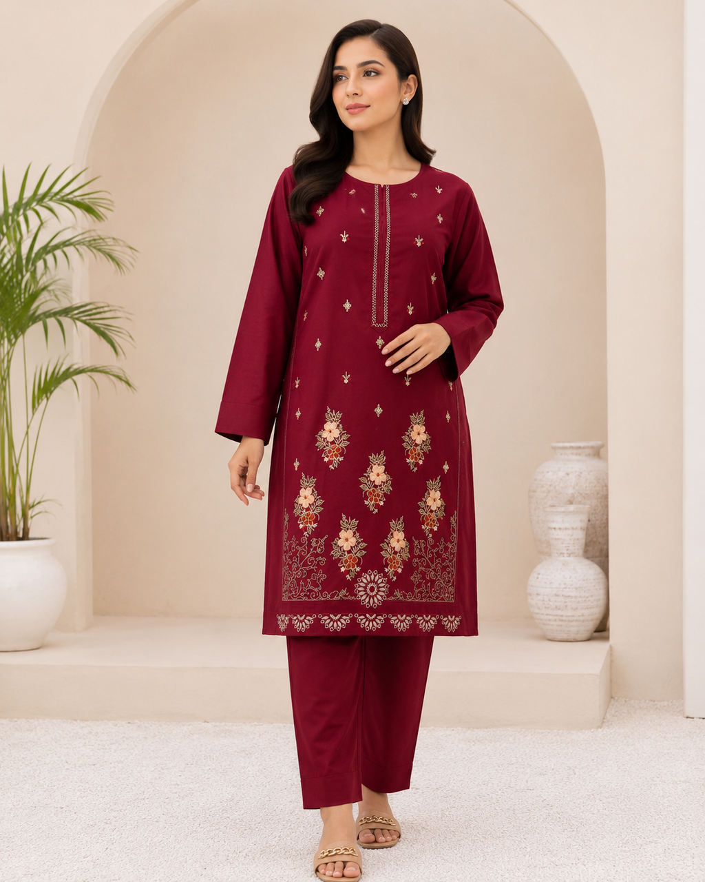Premium Lawn Embroidery 2 Piece Suit (Unstitched)