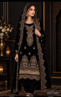 3 Pcs Women's Unstitched Velvet Embroidered Suit