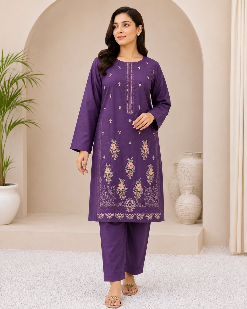 Premium Lawn Embroidery 2 Piece Suit (Unstitched)