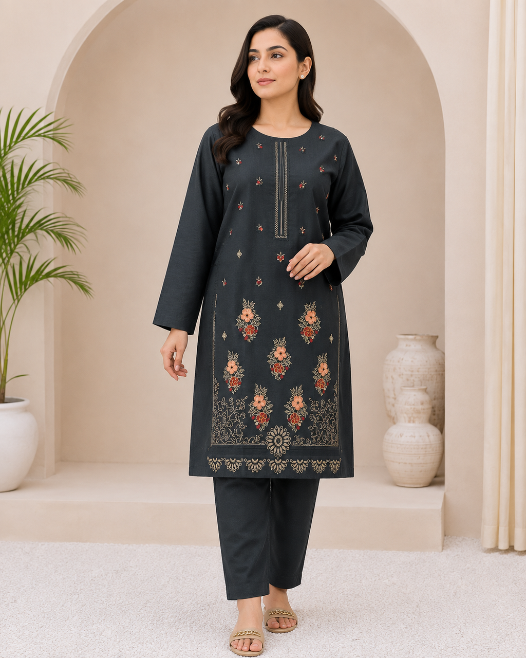 Premium Lawn Embroidery 2 Piece Suit (Unstitched)