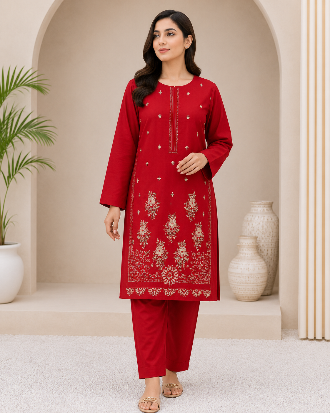 Premium Lawn Embroidery 2 Piece Suit (Unstitched)