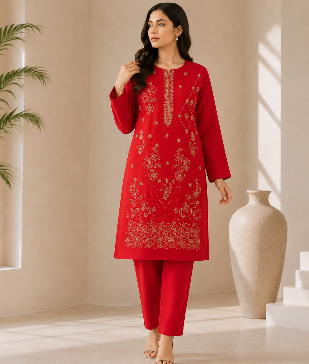 Premium Embroidered Lawn 2 Piece Suit (Unstitched)