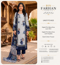 Bin Farhan Fabrics - Grey Blue Floral 3 Piece Printed Lawn model view