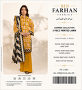 Bin Farhan Fabrics Summer Collection - Mustard Yellow 3 Piece Printed Lawn model view