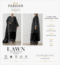 Bin Farhan Fabrics Classic Lawn Collection - Black 3 Piece Printed Suit model view